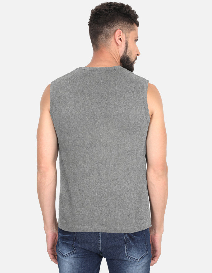 NBD Men's Sleeveless T-Shirt in use action shot - powerlifting gear
