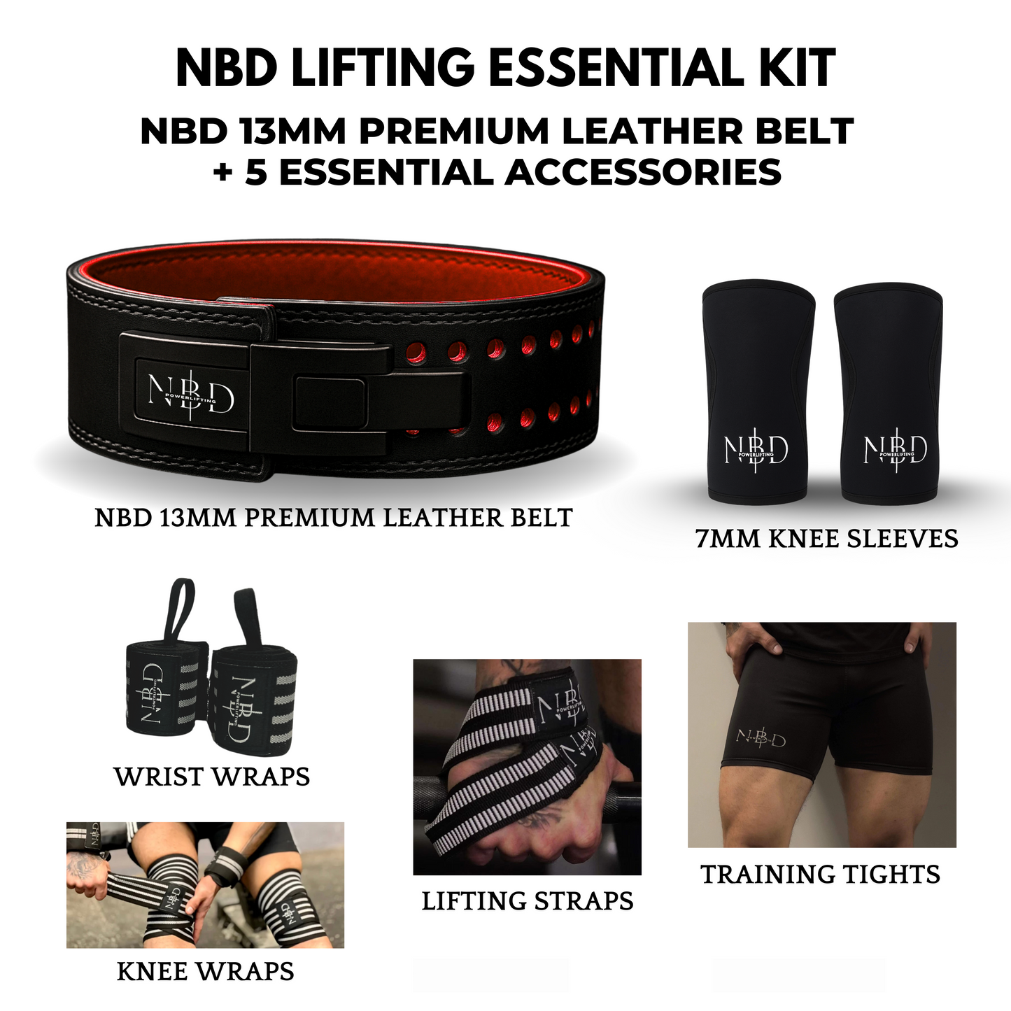 NBD Essential Lifting Kit | (Belt & 5 Lifting Accessories)