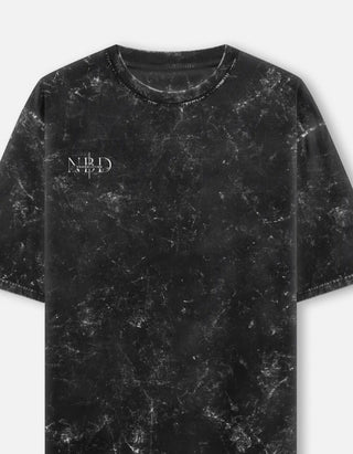 DISCIPLINE oversized acid wash tee in Black — NBD mark on right chest