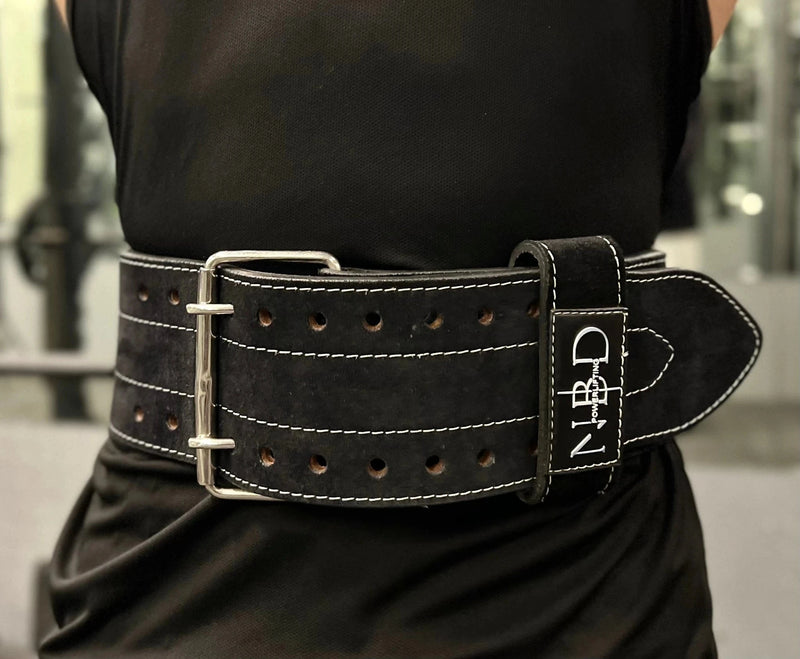 NBD NBD 8mm Leather Pin Buckle Belt – Heavy-Duty Powerlifting & Weightlifting Support back view - 13mm powerlifting belt for
