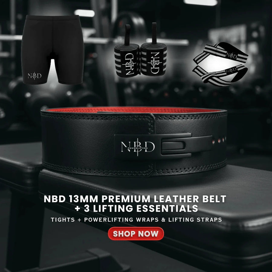 NBD NBD Classic Premium Leather Belt + 3 Lifting Essentials - 13mm powerlifting belt for sale