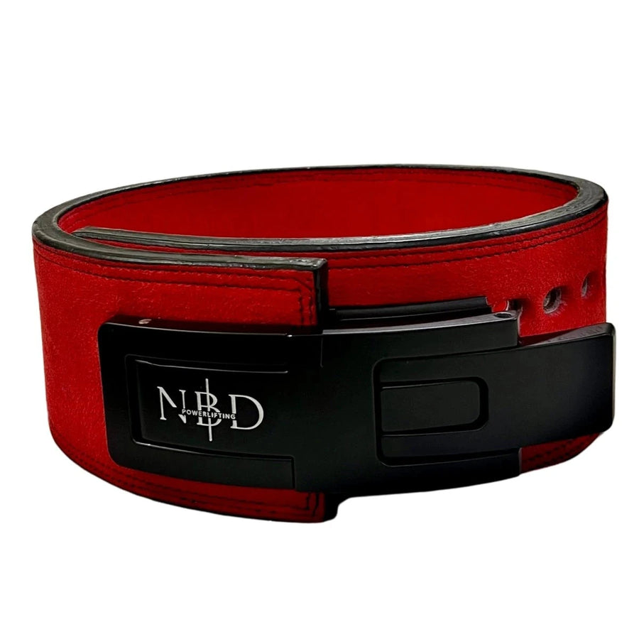 NBD NBD Crimson Premium Lever Belt lifestyle action shot - 13mm powerlifting belt for sale