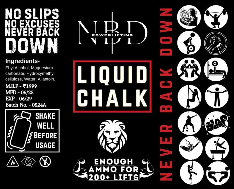 chalk liquid grip powerlifting competition approved - NBD NBD Liquid Chalk side angle view