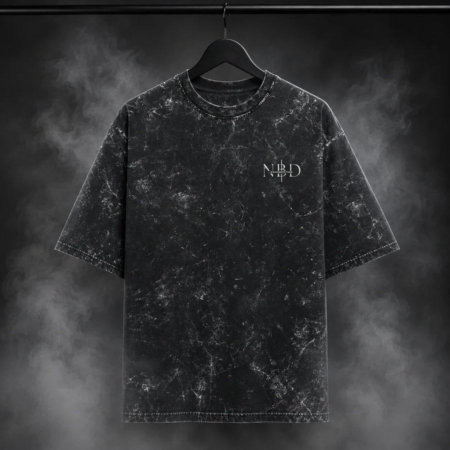 NBD POWER — Brutal Oversized Acid Wash Tee — Front View, Black