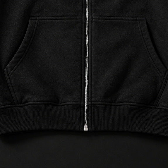 NBD POWERLIFTING Crest zip hoodie — front pockets either side of the zip, above the ribbed hem