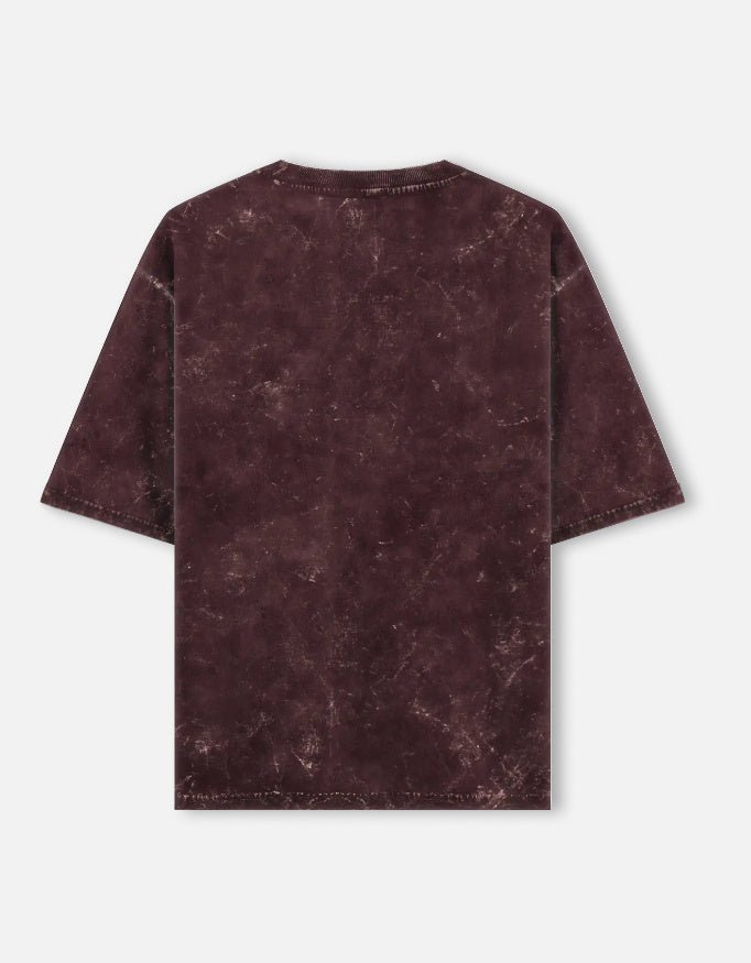 NBD Performance Acid Washed Oversized Tee Maroon Back View