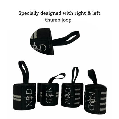 Specially Designed Thumb Loop - NBD Wrist Wraps for Left and Right