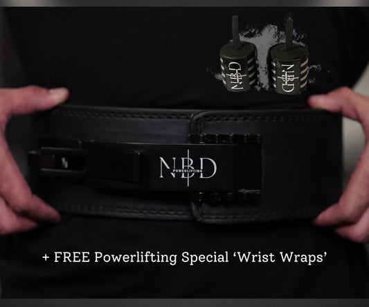NBD 3PIN Adjustable Mechanism Lever Premium Leather Lever Belt + FREE Powerlifting Special 'Wrist Wraps' worth 1200₹
