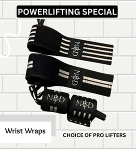 NBD Powerlifting Special Wrist Wraps - 1 Meter Long, IPF Approved