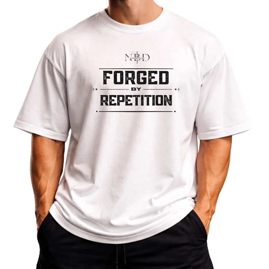 NBD Forged by Repetition - NBD Premium Oversized Tee size comparison - premium 13mm weightlifting belt