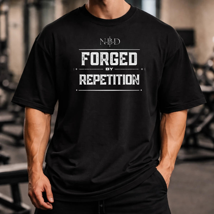 premium 13mm weightlifting belt - NBD Forged by Repetition - NBD Premium Oversized Tee side angle view