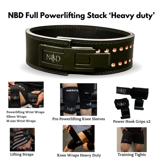 NBD 13mm Premium Leather Belt providing maximum support for heavy lifting.

