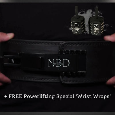 NBD 3PIN Adjustable Mechanism Lever Premium Leather Belt + Free Powerlifting Special Wrist Wraps