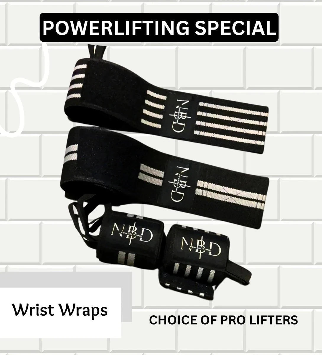 NBD Powerlifting Special 1 meter wrist wraps side view showing premium quality material and adjustable strap design