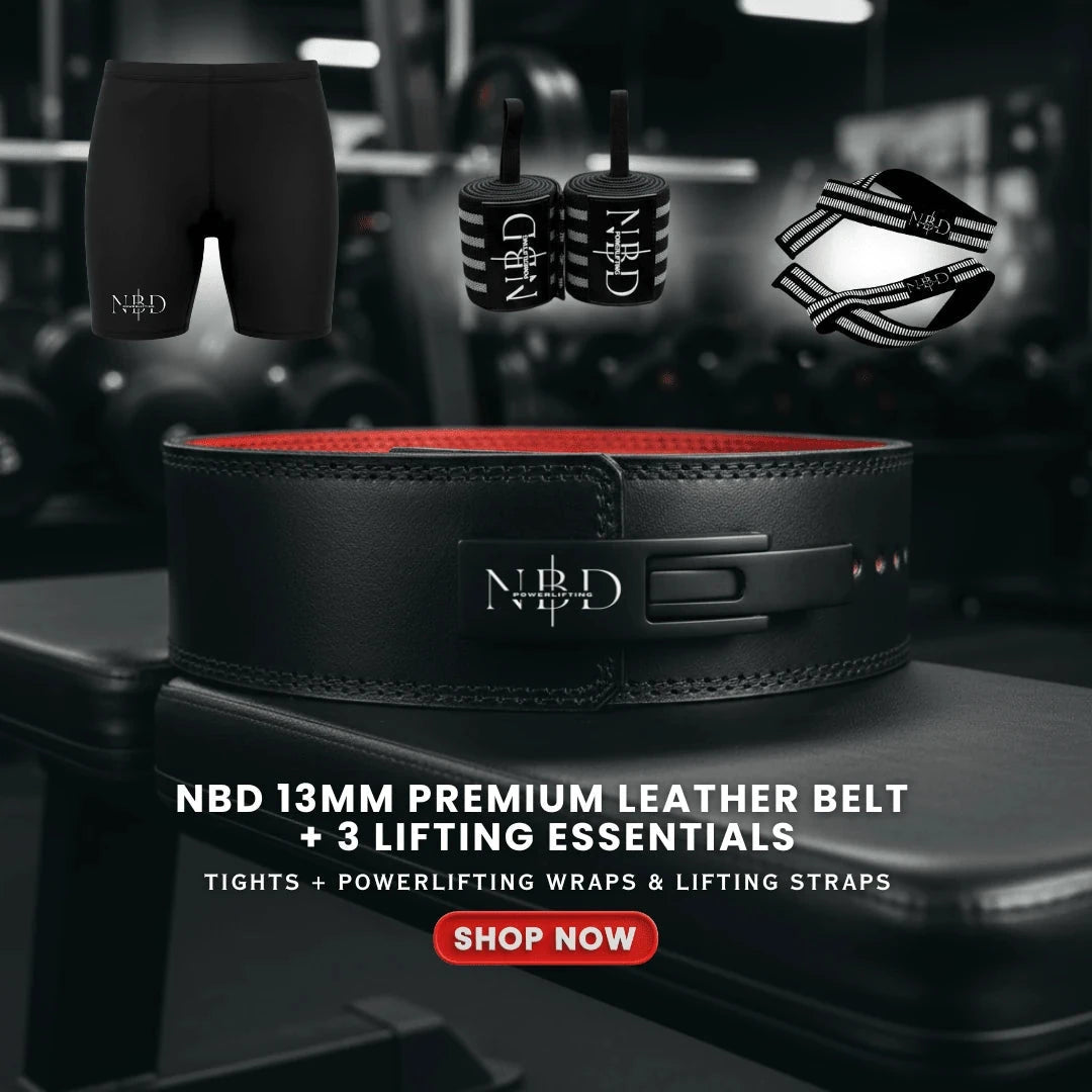 NBD NBD Classic Premium Leather Belt + 3 Lifting Essentials - 13mm powerlifting belt for sale