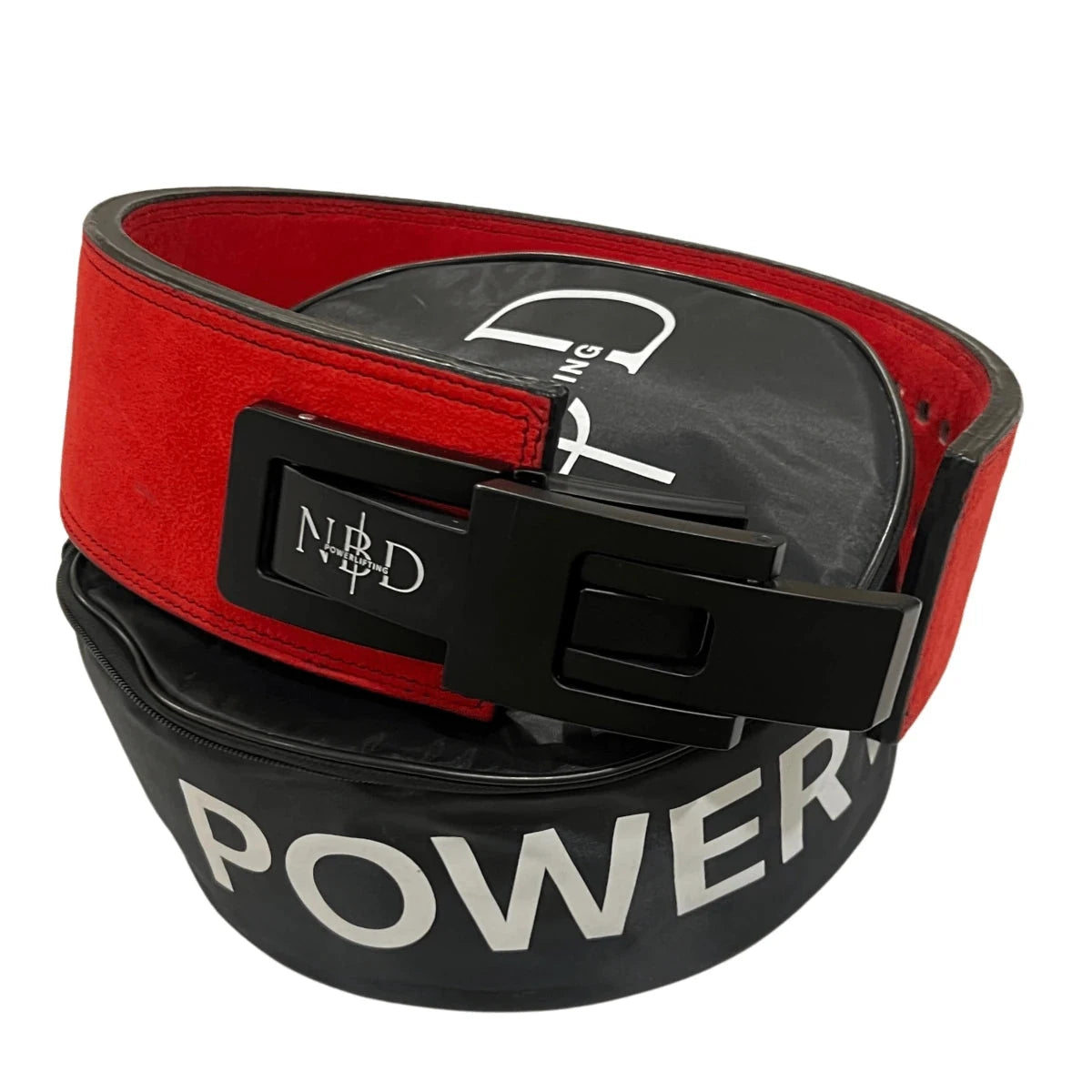 13mm powerlifting belt for sale - NBD NBD Crimson Premium Lever Belt side angle view