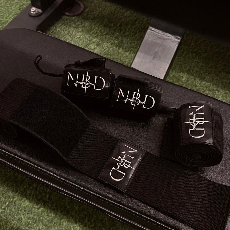 NBD Powerlifter using NBD 1 meter wrist wraps during weightlifting workout India