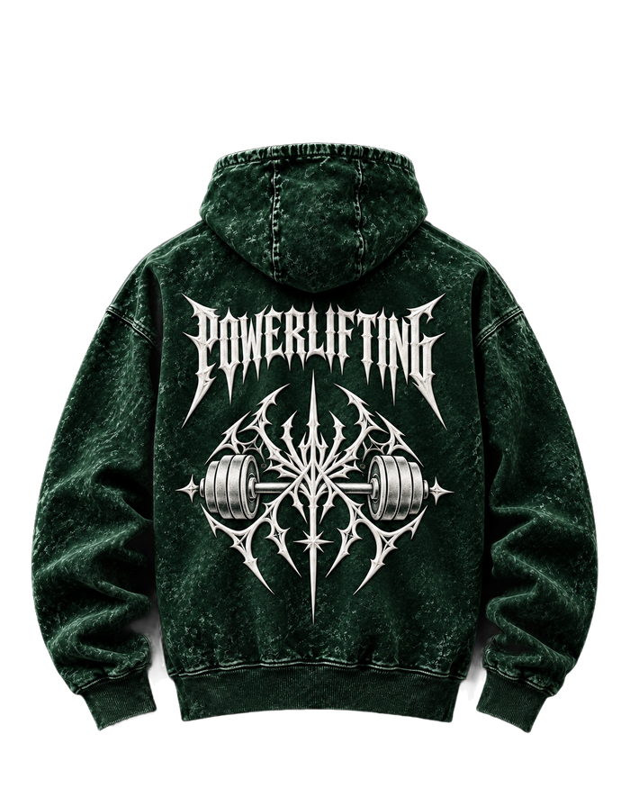 NBD POWERLIFTING Crest in Bottle Green, back view