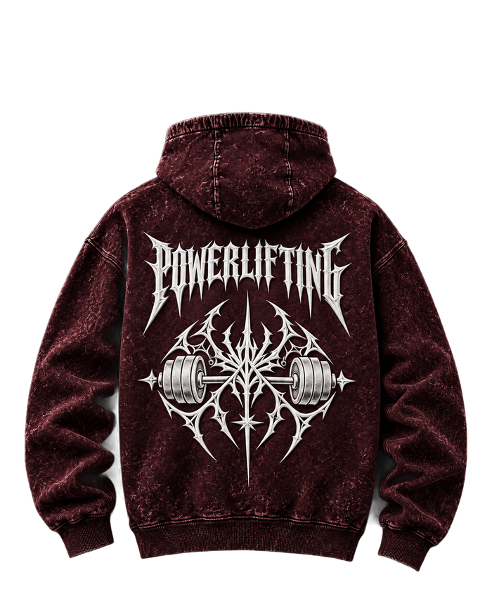 NBD POWERLIFTING Crest in Maroon, back view