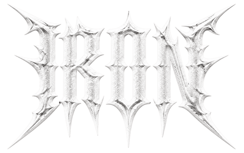 NBD IRON front print artwork — the IRON lettering printed across the chest of the hoodie in all four colours