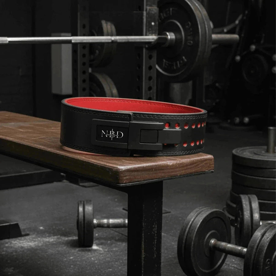 NBD Athlete using NBD powerlifting gear bundle lifting belt knee wraps gym training India