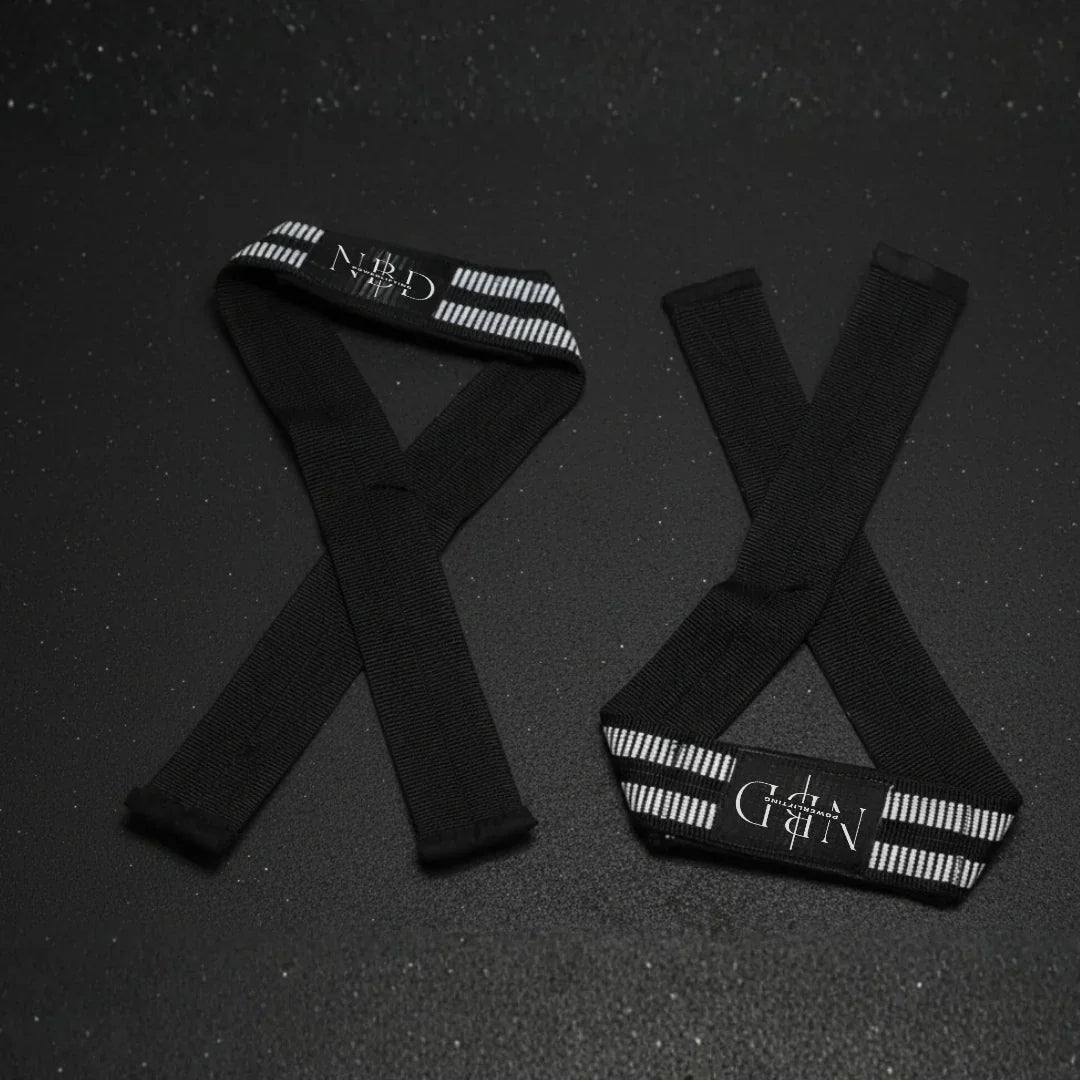 NBD white rubber lifting straps powerlifting grip support product view showing maximum rigidity design India