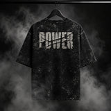 NBD POWER oversized acid wash tee in Black - back print, 240 GSM heavyweight cotton