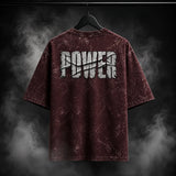 NBD POWER oversized acid wash tee in Maroon - back print, 240 GSM heavyweight cotton