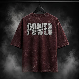 NBD POWER — Brutal Oversized Acid Wash Tee — Maroon colourway product video thumbnail