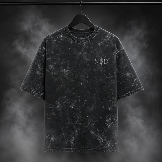 NBD POWER — Brutal Oversized Acid Wash Tee — Back view, Black