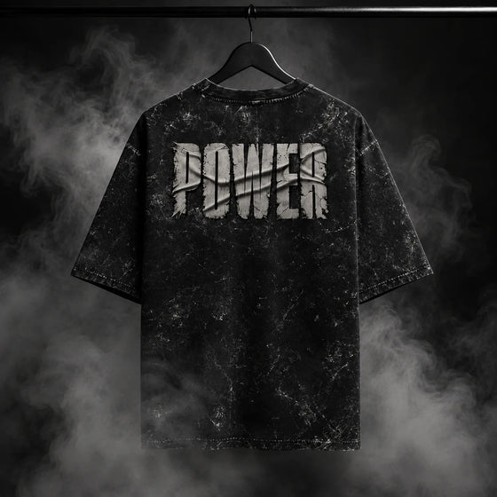 NBD POWER — Brutal Oversized Acid Wash Tee — Back view, Black