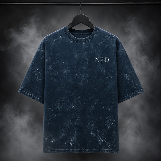 NBD POWER — Brutal Oversized Acid Wash Tee — Front view, Navy Blue