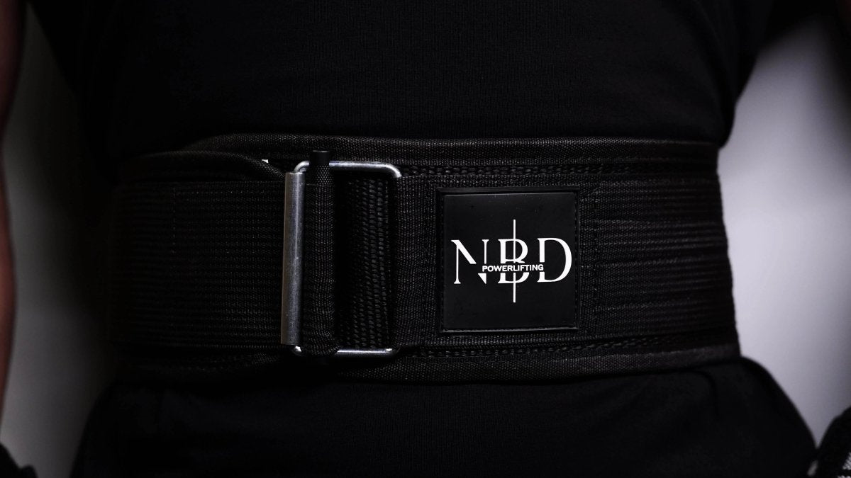 13mm powerlifting belt for sale - NBD NBD Self Locking weightlifting Belt side angle view