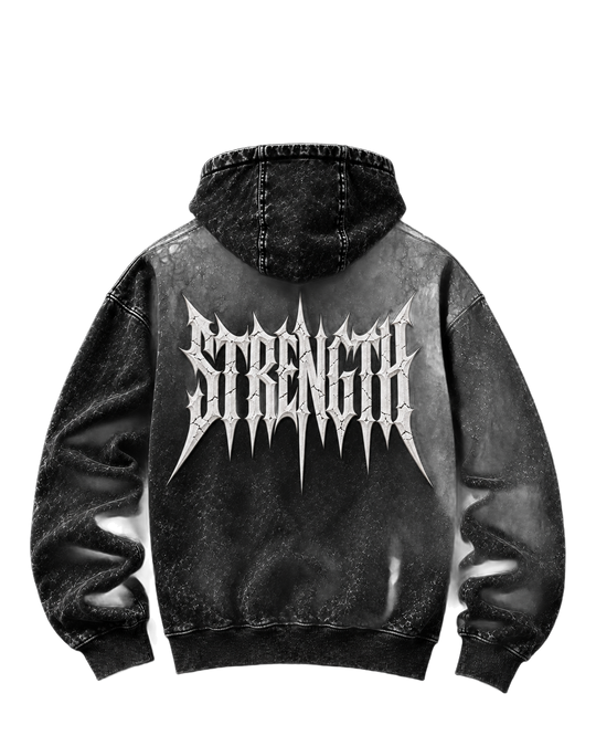 NBD STRENGTH hoodie in Black — back view, studio cut-out