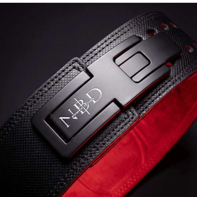 Close-up of the Viper's scale-textured leather and red suede lining edge