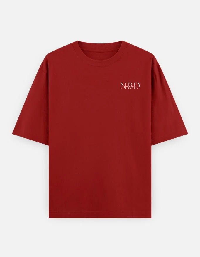 NBD Next Stop The Top oversized tee in red - front view, 240 GSM heavyweight cotton