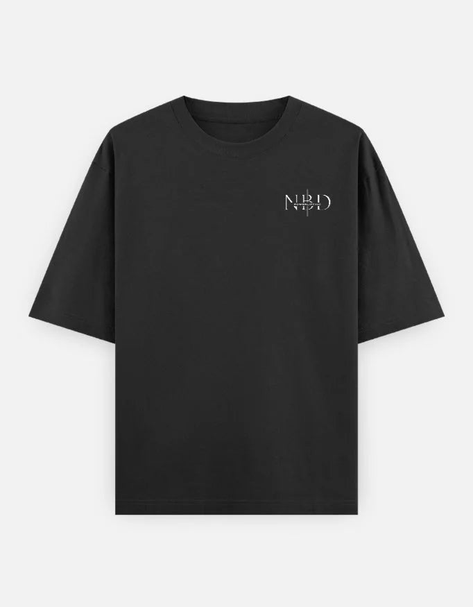 NBD Next Stop The Top oversized tee in black - front view, 240 GSM heavyweight cotton