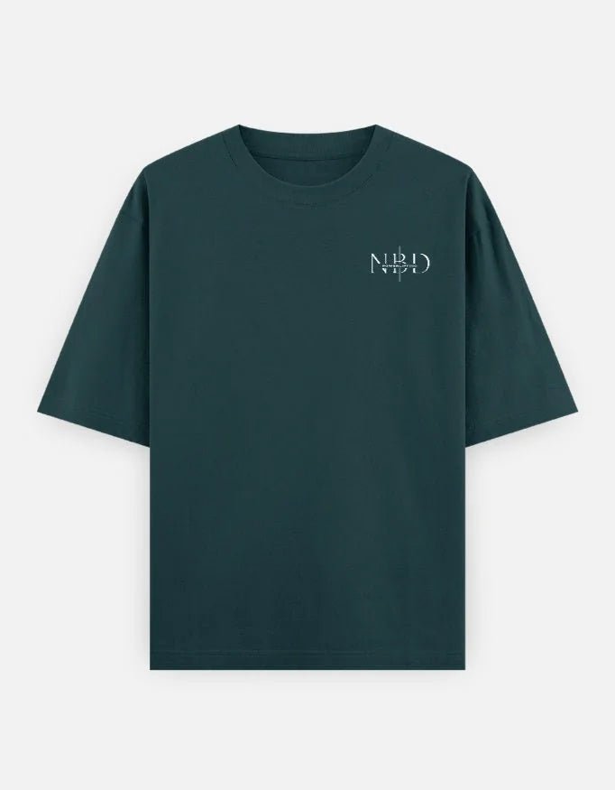 NBD Next Stop The Top oversized tee in petrol blue - front view, 240 GSM heavyweight cotton