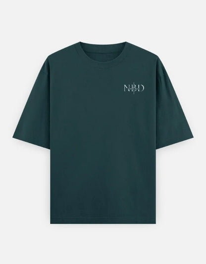 NBD Next Stop The Top oversized tee in petrol blue - front view, 240 GSM heavyweight cotton