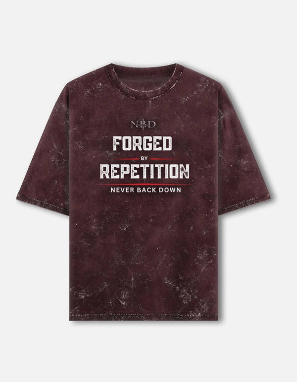 Premium Oversized Tee -- Forged By Repetition | Acid Washed in Maroon