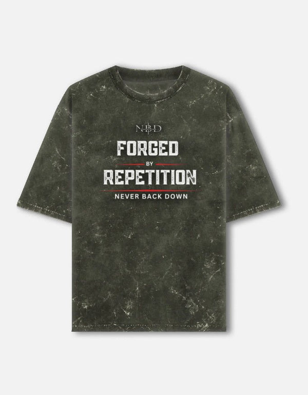 Premium Oversized Tee -- Forged By Repetition | Acid Washed in Olive Green