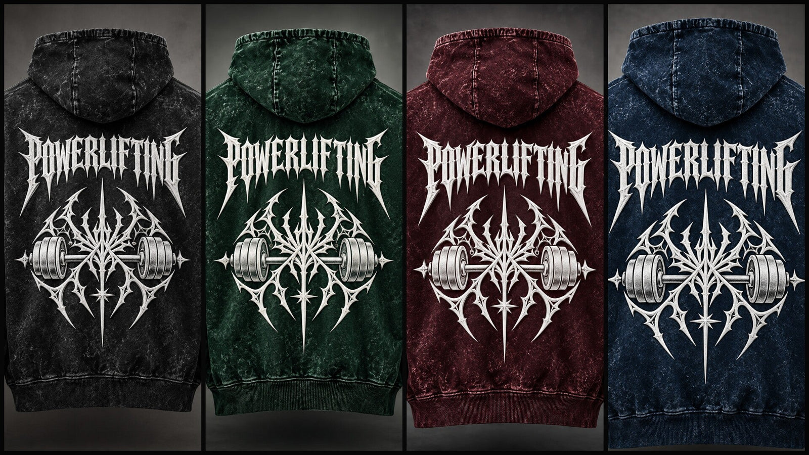 NBD Powerlifting Crest puff-print acid-wash hoodie — product film