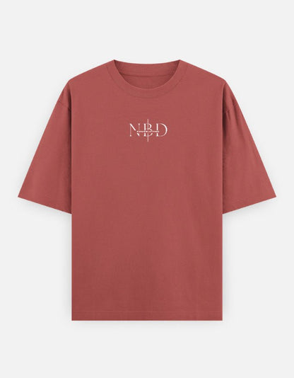 NBD Unisex Oversized Classic T-Shirt in dusty rose, front view with centre-chest NBD logo