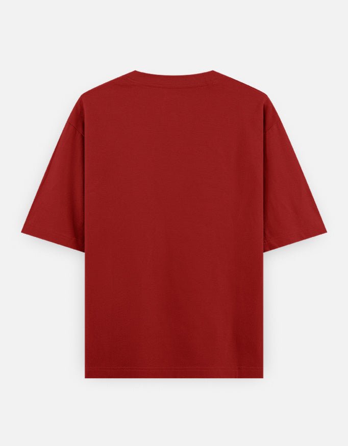 NBD Unisex Oversized Classic T-Shirt in red, back view showing the oversized drop-shoulder cut