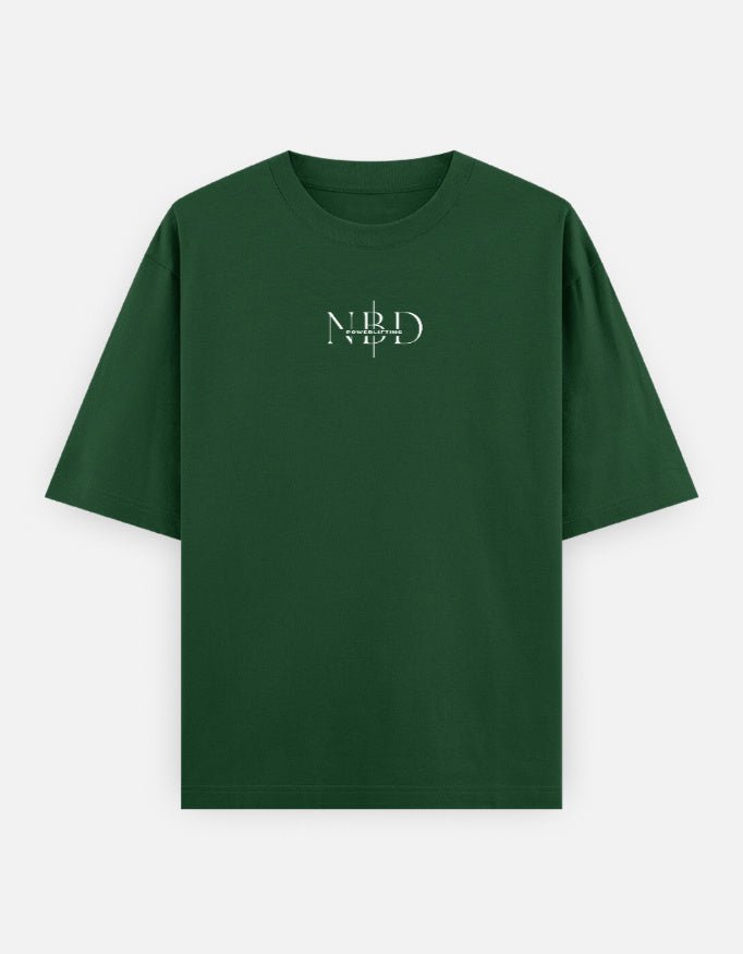 NBD Unisex Oversized Classic T-Shirt in bottle green, front view with centre-chest NBD logo
