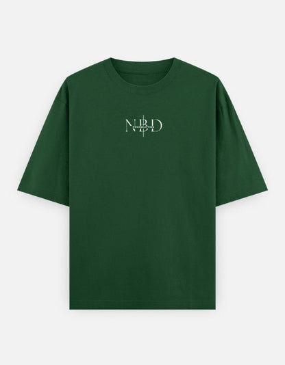 NBD Unisex Oversized Classic T-Shirt in bottle green, front view with centre-chest NBD logo