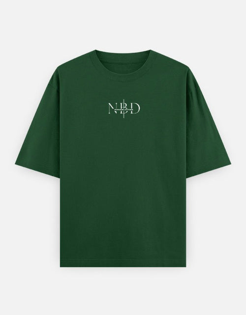 NBD Unisex Oversized Classic T-Shirt in bottle green, front view with centre-chest NBD logo