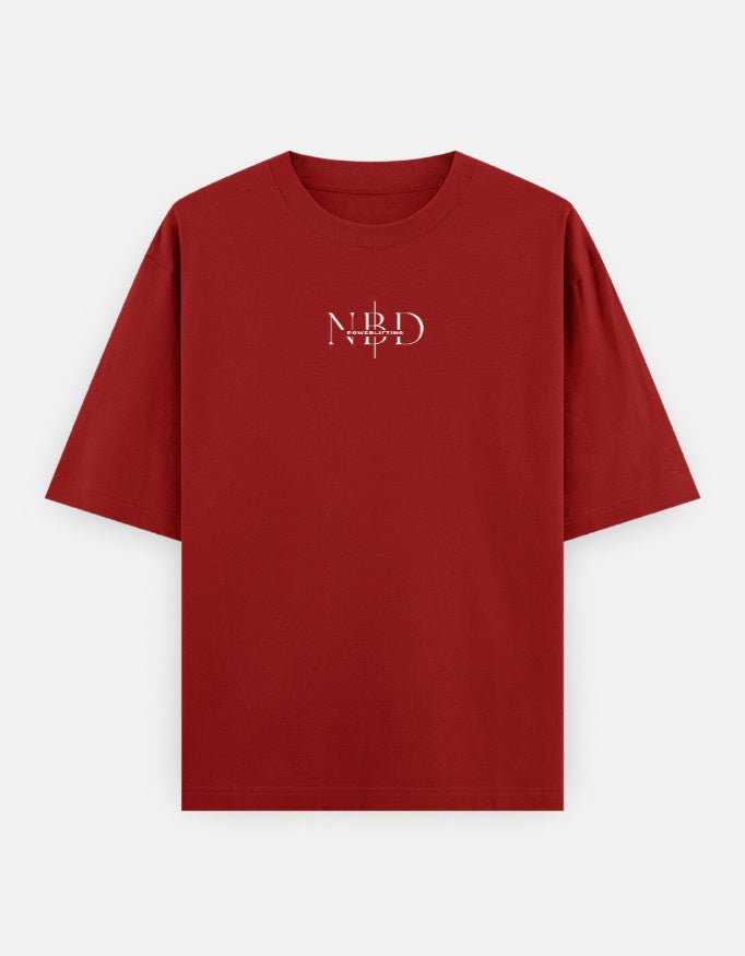NBD Unisex Oversized Classic T-Shirt in red, front view with centre-chest NBD logo