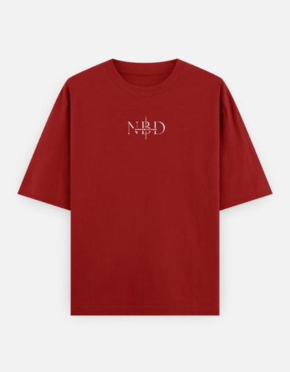NBD Unisex Oversized Classic T-Shirt in red, front view with centre-chest NBD logo