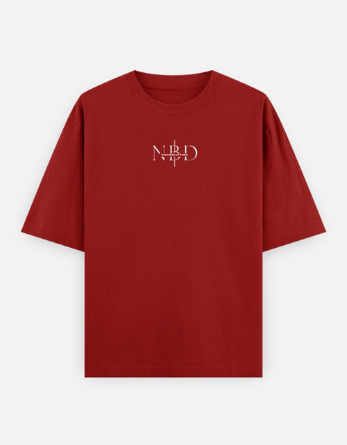 NBD Unisex Oversized Classic T-Shirt in red, front view with centre-chest NBD logo